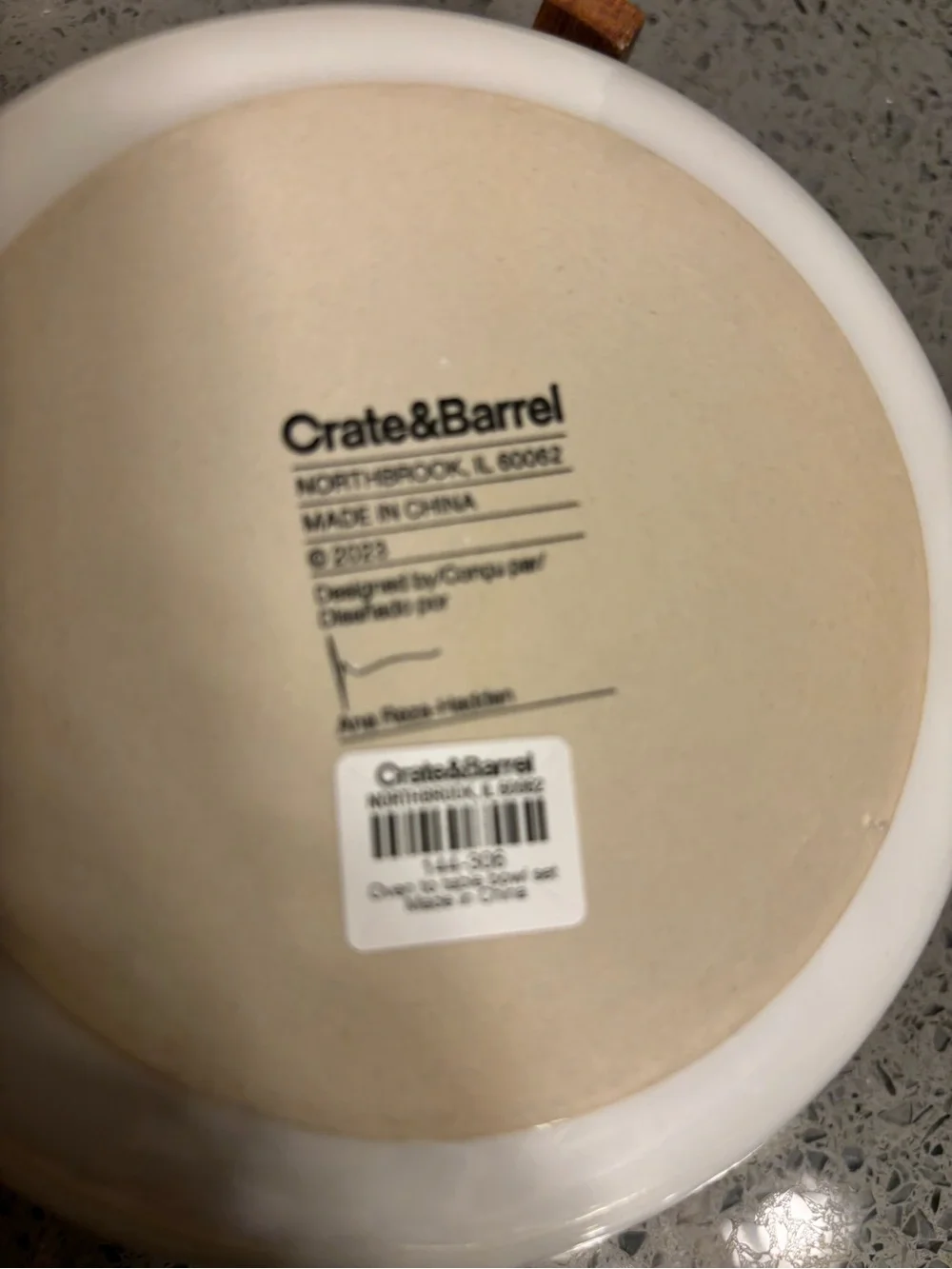 Crate & Barrel Oven-to-Table Small Serve Bowl with Acacia Wood Trivet
